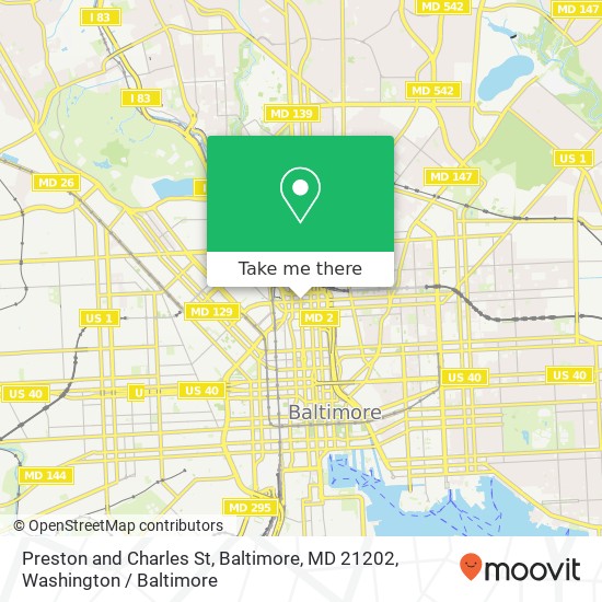 Mapa de Preston and Charles St, Baltimore, MD 21202