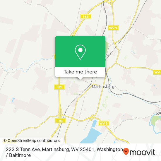 Mapa de 222 S Tenn Ave, Martinsburg, WV 25401