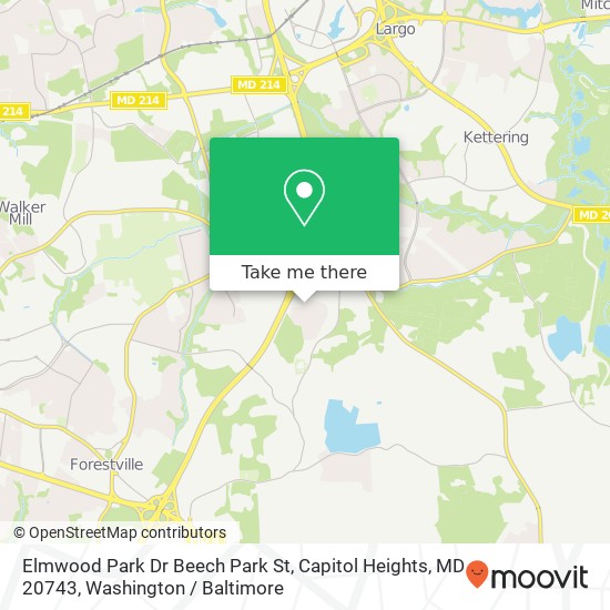 Mapa de Elmwood Park Dr Beech Park St, Capitol Heights, MD 20743