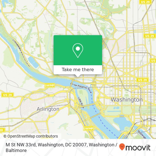 Mapa de M St NW 33rd, Washington, DC 20007