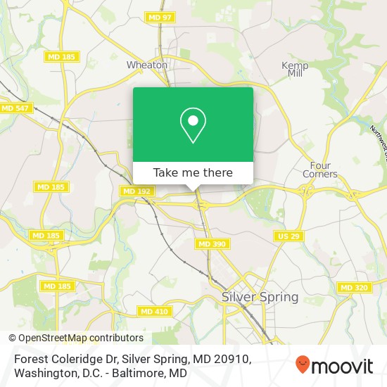 Forest Coleridge Dr, Silver Spring, MD 20910 map