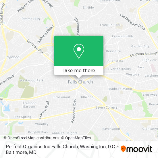 Mapa de Perfect Organics Inc Falls Church