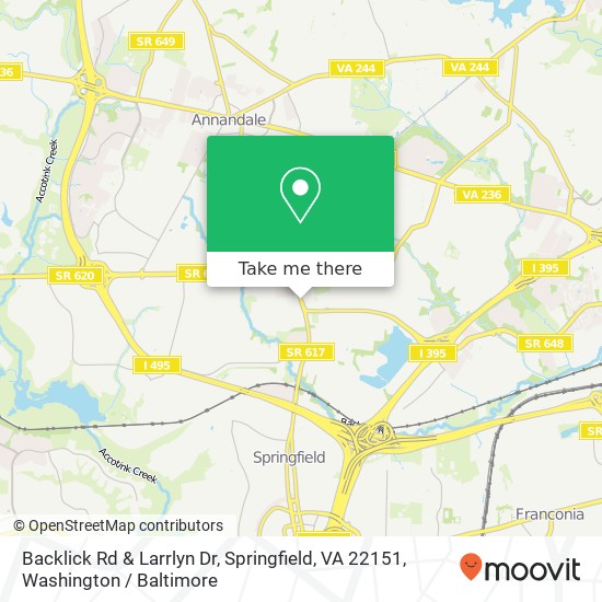 Backlick Rd & Larrlyn Dr, Springfield, VA 22151 map