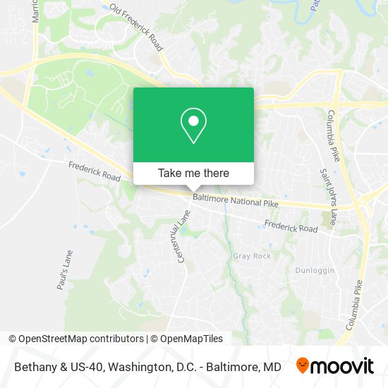 Mapa de Bethany & US-40