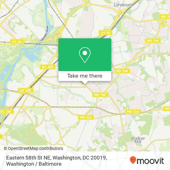 Mapa de Eastern 58th St NE, Washington, DC 20019