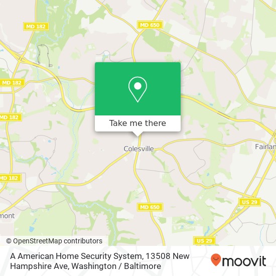 A American Home Security System, 13508 New Hampshire Ave map