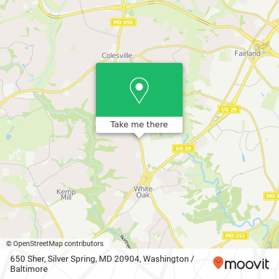 Mapa de 650 Sher, Silver Spring, MD 20904