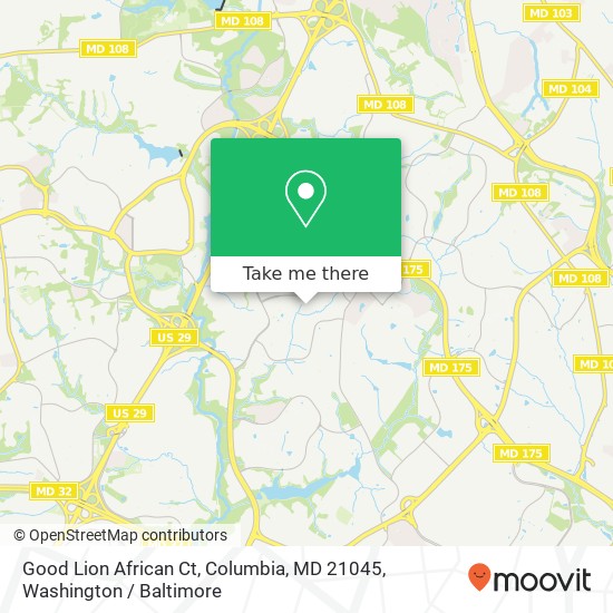 Mapa de Good Lion African Ct, Columbia, MD 21045