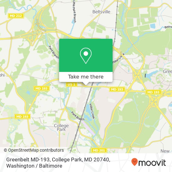 Mapa de Greenbelt MD-193, College Park, MD 20740