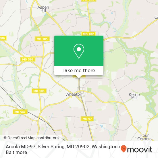Mapa de Arcola MD-97, Silver Spring, MD 20902