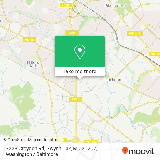 Mapa de 7228 Croydon Rd, Gwynn Oak, MD 21207