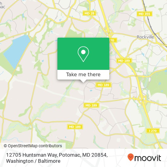 Mapa de 12705 Huntsman Way, Potomac, MD 20854
