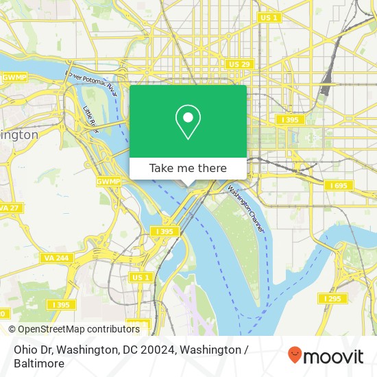 Mapa de Ohio Dr, Washington, DC 20024