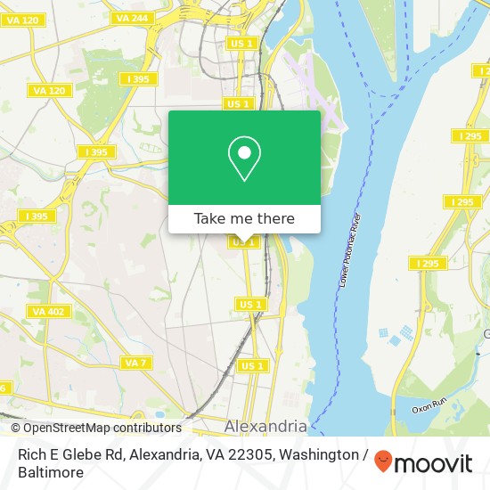 Mapa de Rich E Glebe Rd, Alexandria, VA 22305