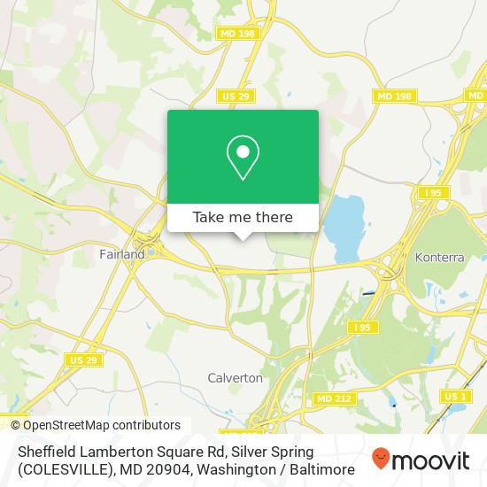 Mapa de Sheffield Lamberton Square Rd, Silver Spring (COLESVILLE), MD 20904