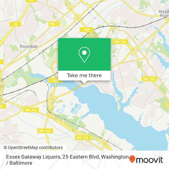 Mapa de Essex Gateway Liquors, 25 Eastern Blvd