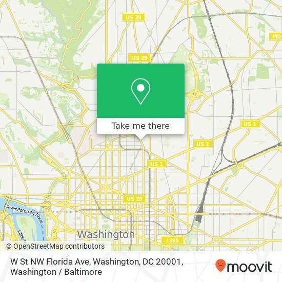 Mapa de W St NW Florida Ave, Washington, DC 20001