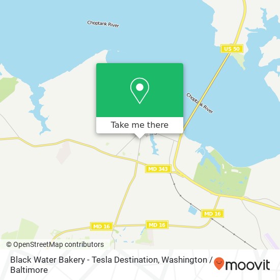 Mapa de Black Water Bakery - Tesla Destination