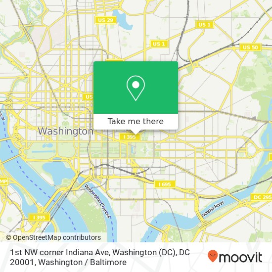 Mapa de 1st NW corner Indiana Ave, Washington (DC), DC 20001