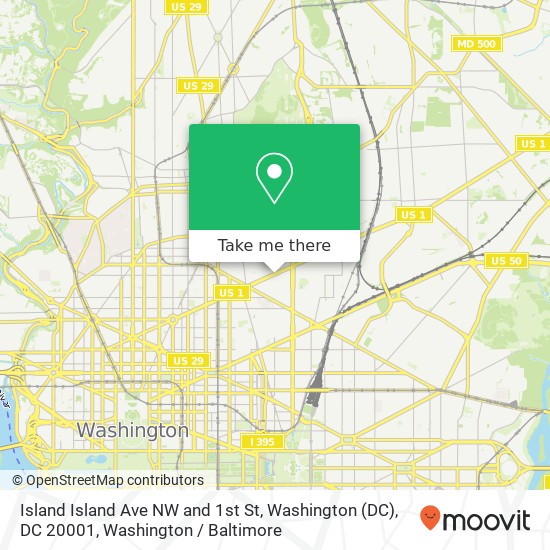 Mapa de Island Island Ave NW and 1st St, Washington (DC), DC 20001
