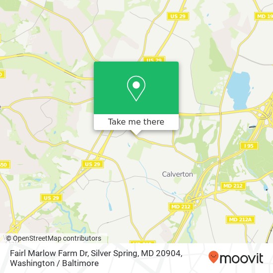 Mapa de Fairl Marlow Farm Dr, Silver Spring, MD 20904