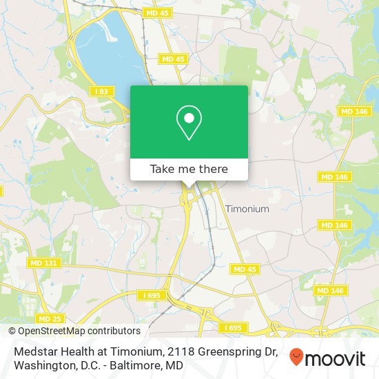 Medstar Health at Timonium, 2118 Greenspring Dr map
