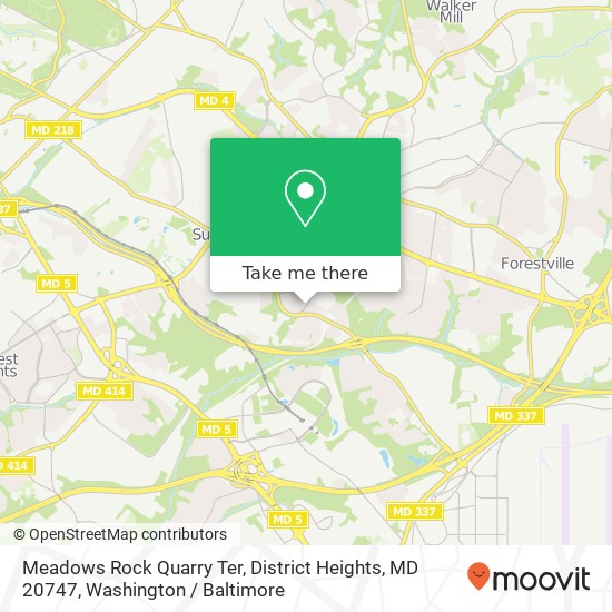 Mapa de Meadows Rock Quarry Ter, District Heights, MD 20747