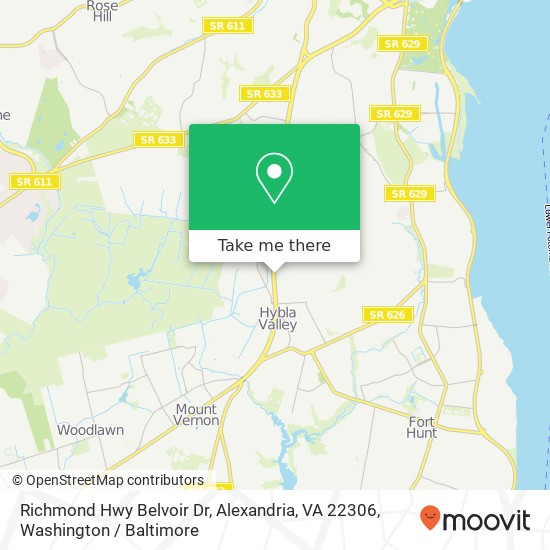 Mapa de Richmond Hwy Belvoir Dr, Alexandria, VA 22306