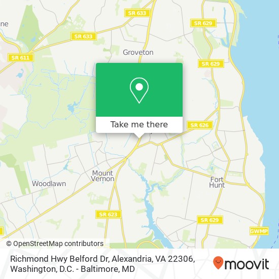 Mapa de Richmond Hwy Belford Dr, Alexandria, VA 22306