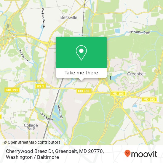Cherrywood Breez Dr, Greenbelt, MD 20770 map
