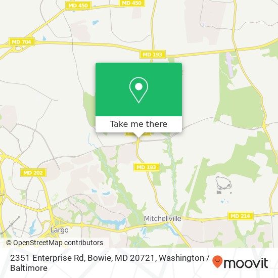 Mapa de 2351 Enterprise Rd, Bowie, MD 20721