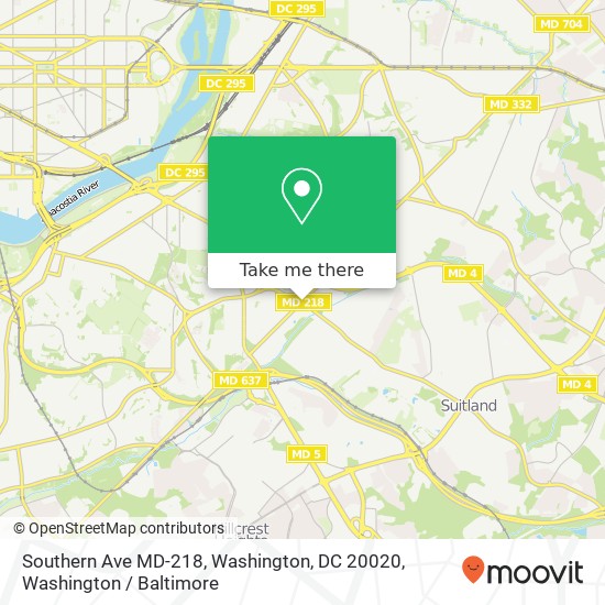 Mapa de Southern Ave MD-218, Washington, DC 20020