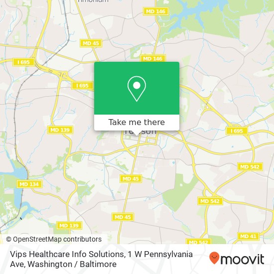 Vips Healthcare Info Solutions, 1 W Pennsylvania Ave map