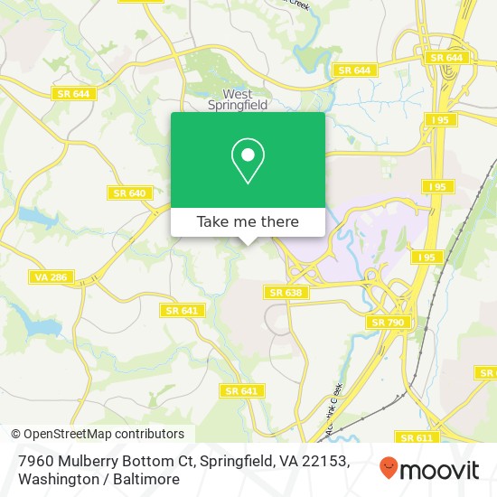 Mapa de 7960 Mulberry Bottom Ct, Springfield, VA 22153