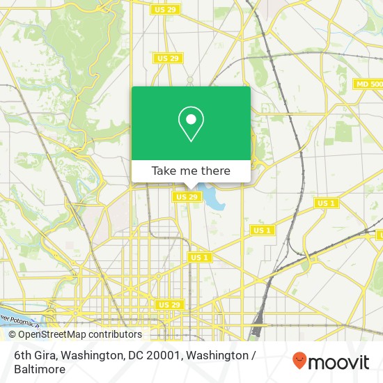 Mapa de 6th Gira, Washington, DC 20001