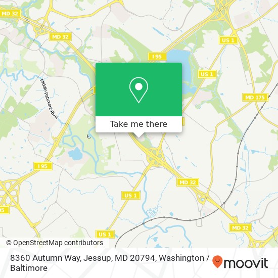 Mapa de 8360 Autumn Way, Jessup, MD 20794