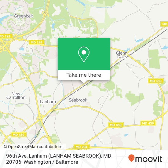 96th Ave, Lanham (LANHAM SEABROOK), MD 20706 map