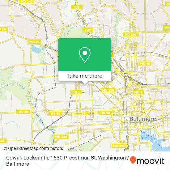 Mapa de Cowan Locksmith, 1530 Presstman St