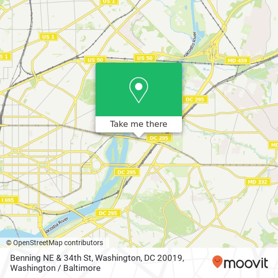 Mapa de Benning NE & 34th St, Washington, DC 20019