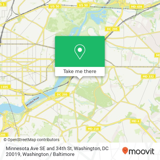 Minnesota Ave SE and 34th St, Washington, DC 20019 map