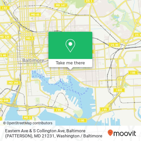 Mapa de Eastern Ave & S Collington Ave, Baltimore (PATTERSON), MD 21231
