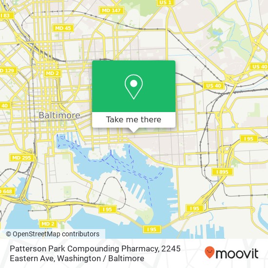 Mapa de Patterson Park Compounding Pharmacy, 2245 Eastern Ave