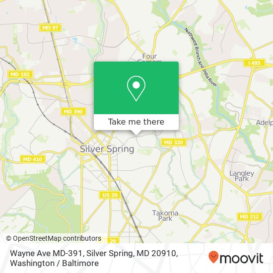 Mapa de Wayne Ave MD-391, Silver Spring, MD 20910