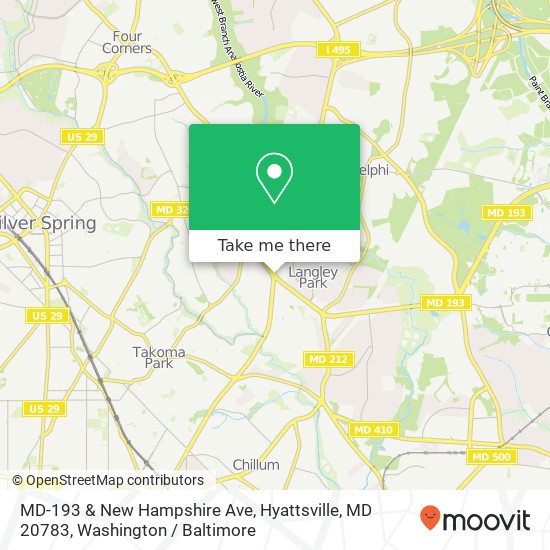 MD-193 & New Hampshire Ave, Hyattsville, MD 20783 map