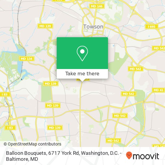 Mapa de Balloon Bouquets, 6717 York Rd