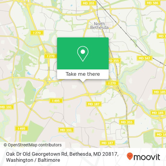 Oak Dr Old Georgetown Rd, Bethesda, MD 20817 map