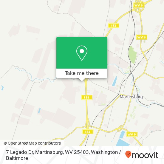 Mapa de 7 Legado Dr, Martinsburg, WV 25403