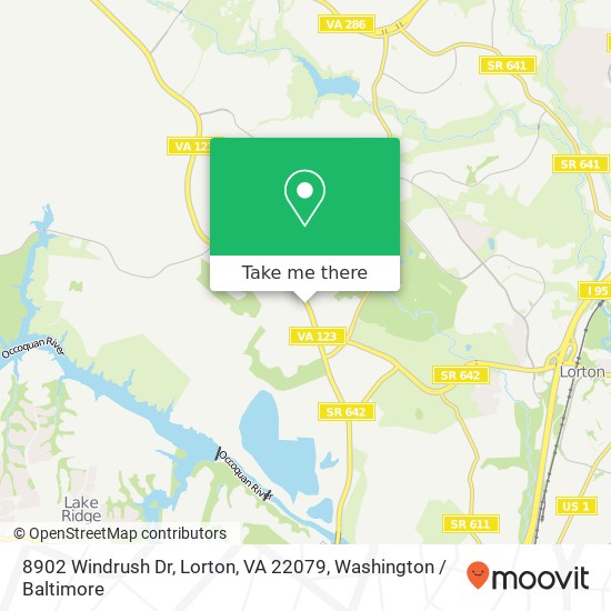 Mapa de 8902 Windrush Dr, Lorton, VA 22079