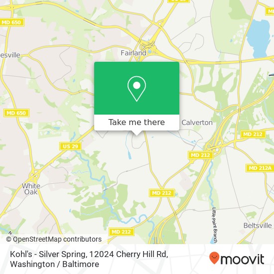 Mapa de Kohl's - Silver Spring, 12024 Cherry Hill Rd