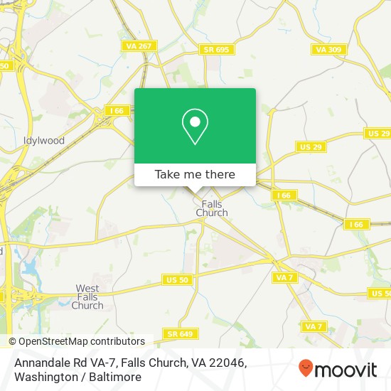 Mapa de Annandale Rd VA-7, Falls Church, VA 22046